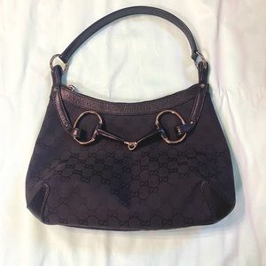 GUCCI Purse GG Black Canvas  114890